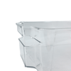 Large clear fridge food storage box for space-saving in kitchen or pantry.