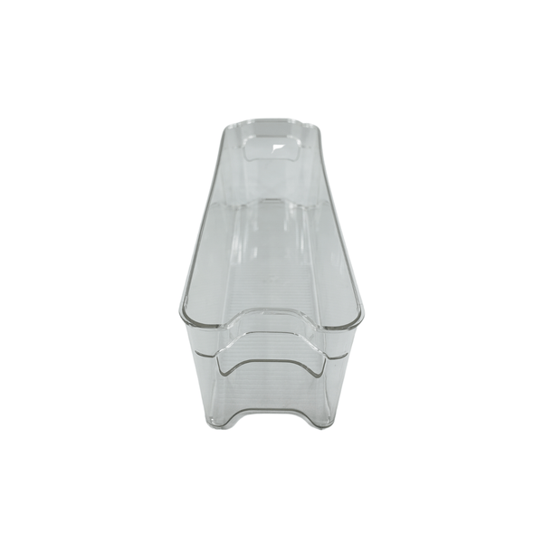 Clear fridge food storage box for pantry and kitchen organization.