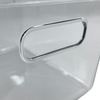 Clear extra-large fridge storage tub with handle, perfect for pantry and kitchen organization.