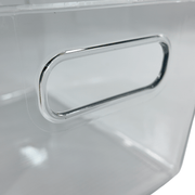 Clear Multi-Use Storage Tub With Lip – XL featuring a sturdy handle, ideal for kitchen organisation and under sink storage.