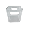 Medium clear under-sink storage tub for space-saving organization in kitchen or bathroom.