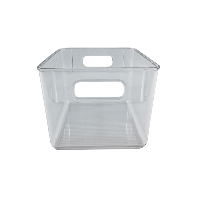 Clear Multi-Use Storage Tub With Lip – Large ideal for under sink storage and kitchen organisation, featuring durable handles.