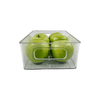 Clear storage tub with green apples, perfect fridge organiser and space-saving solution.
