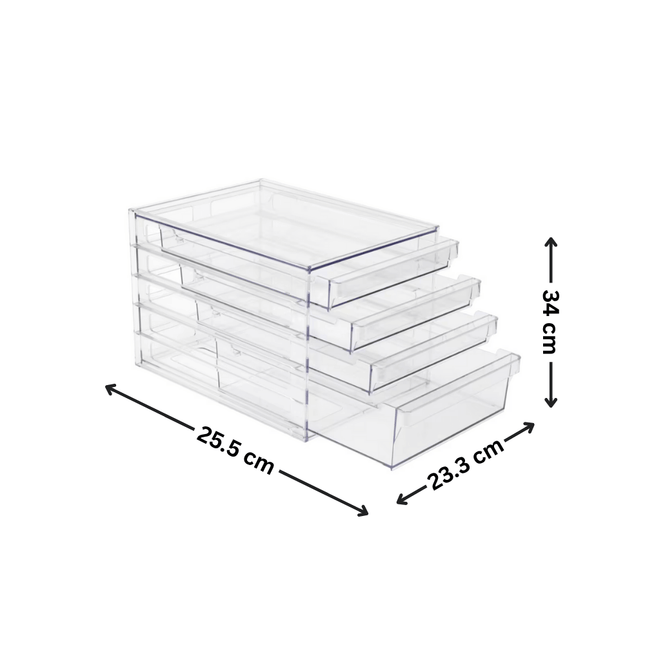 Clear 4-Drawer Organiser perfect for pantry storage, enhancing kitchen organisation with convenient and sleek design.
