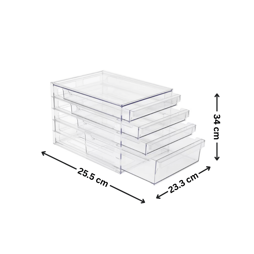 Clear 4-Drawer Organiser perfect for pantry storage, enhancing kitchen organisation with convenient and sleek design.