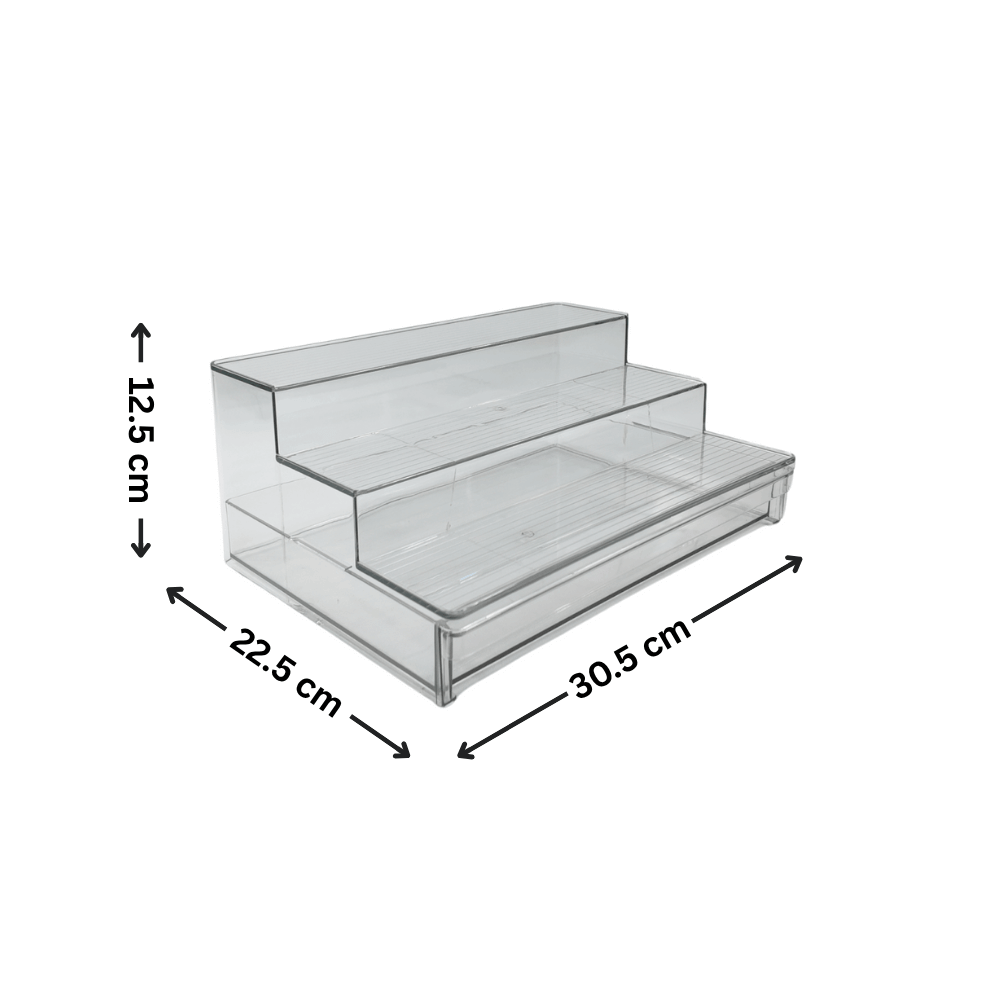 Clear Herb & Spice Rack with Drawer for kitchen organisation, featuring tiered storage ideal for pantry or under sink use.