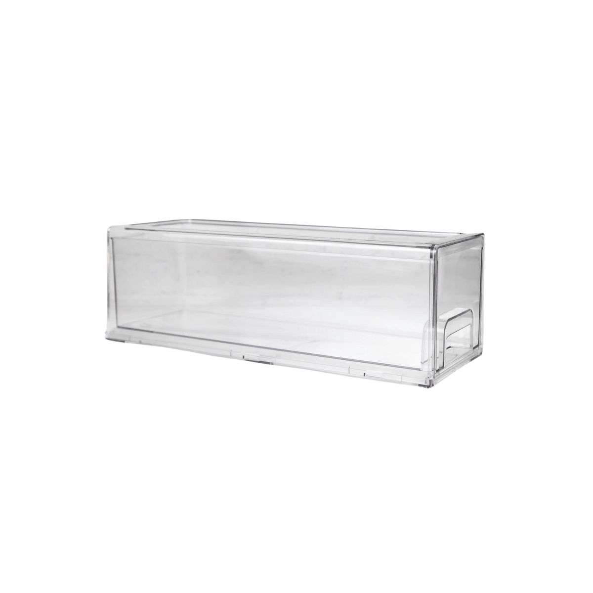 Clear storage bin from 14-Piece Fridge Organisation Starter Pack for efficient kitchen and fridge organisers. Ideal for pantry storage.