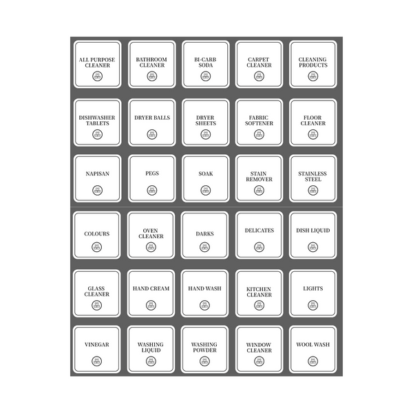 Laundry & Cleaning Sticker Set - 30 Labels - Square 2