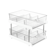 Two-tier under-sink drawer organiser for efficient storage and kitchen organisation, perfect for keeping items tidy and accessible.