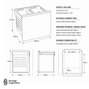 Hamper Laundry  Pull-Out – 600mm Cabinet (2 × 35L)