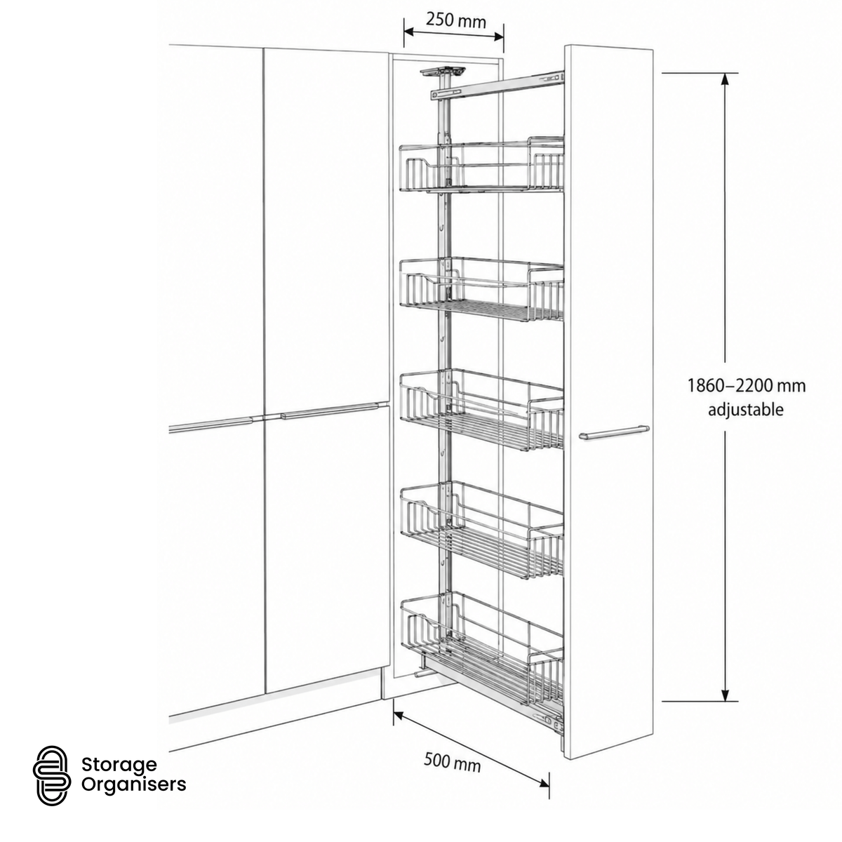 300mm & 400mm Pull Out Pantry Unit - Soft Close Kitchen Storage