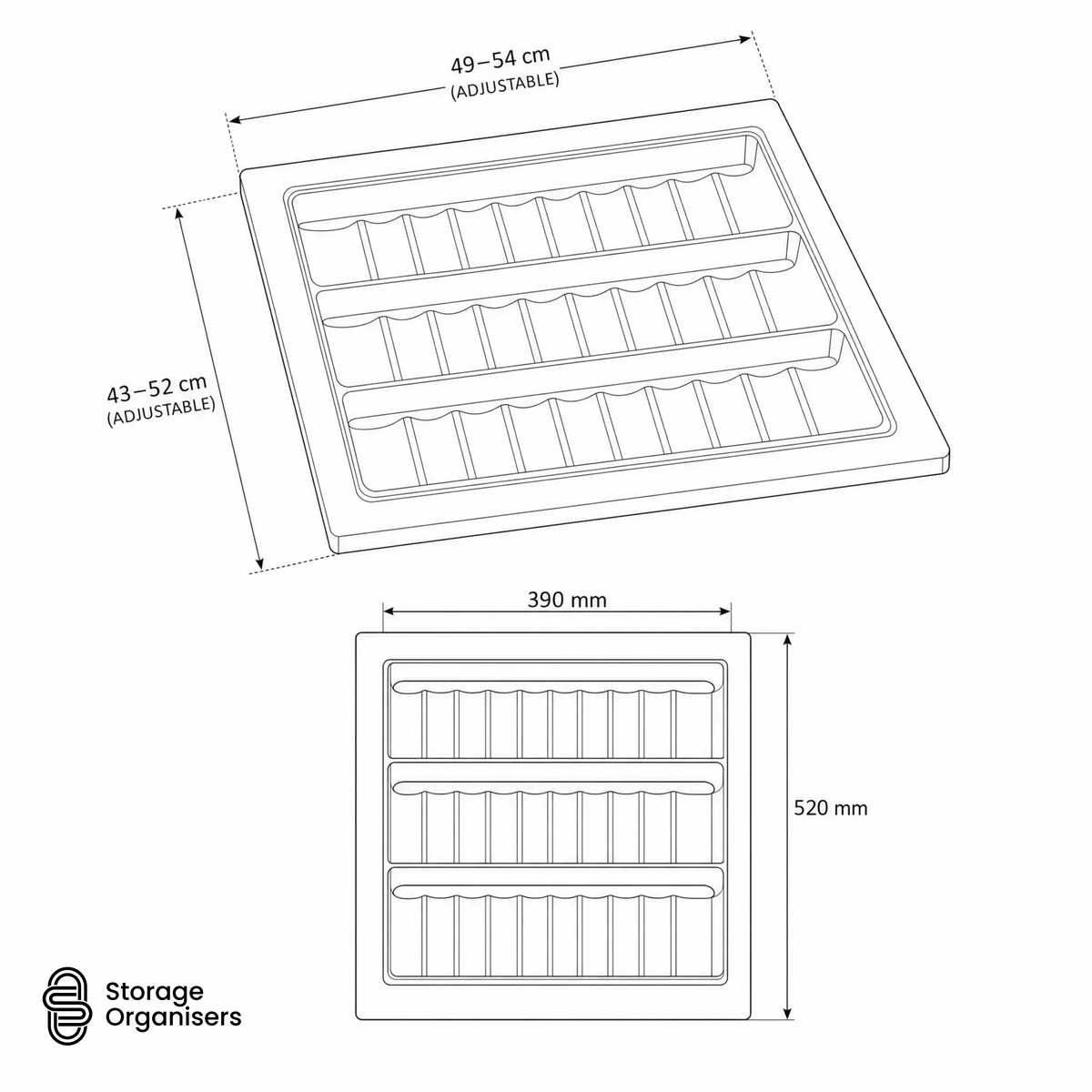 Adjustable Spice Tray – Expanding 490–540W Kitchen Insert