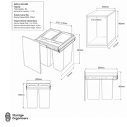 Pull-Out Kitchen Bin – 350mm Cabinet (2 × 18L)