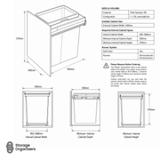 Pull-Out Kitchen Bin – 400mm Cabinet (35L)