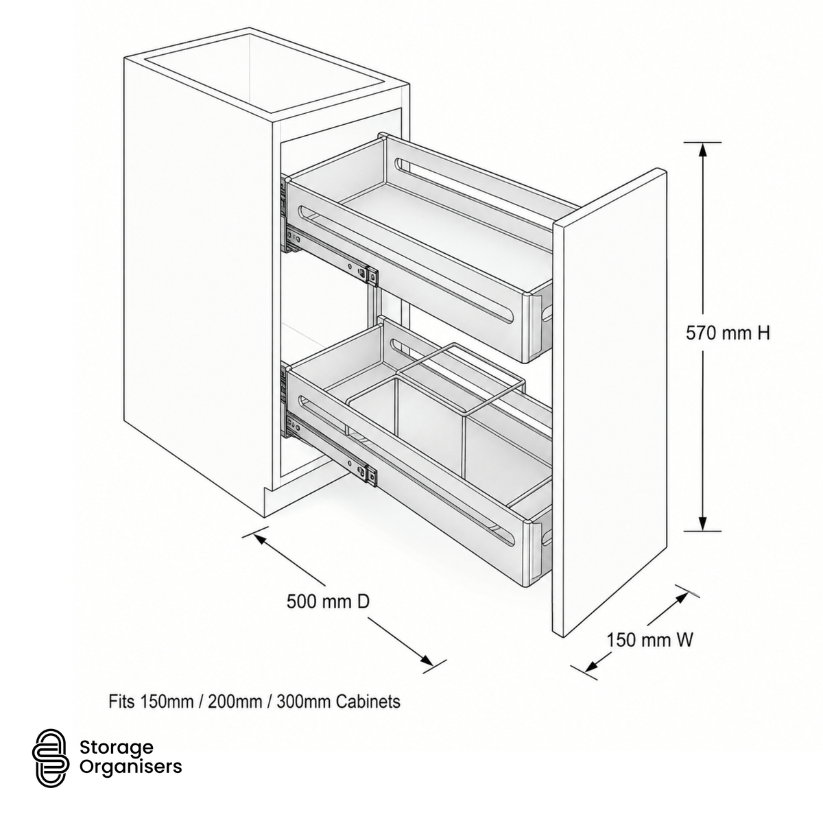 Spice Rack Pull Out – Dual Pull-Out Kitchen Organiser (3 Sizes)