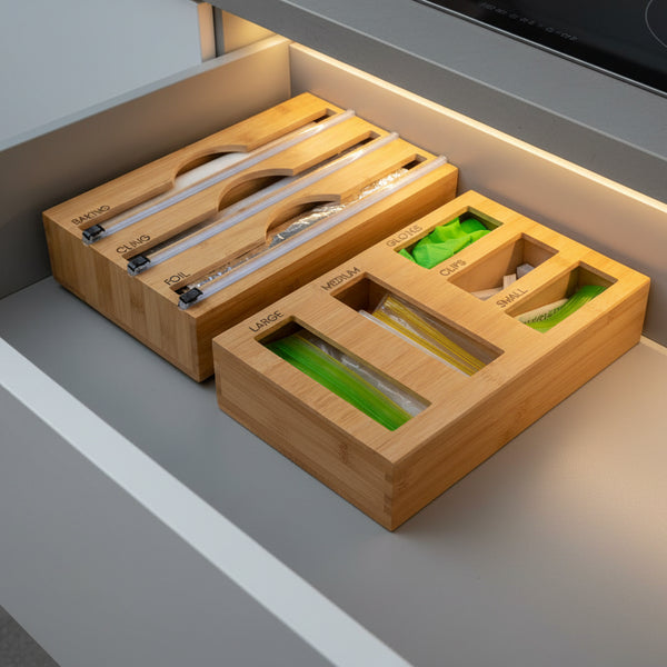 bamboo food wrap and bag organiser pack