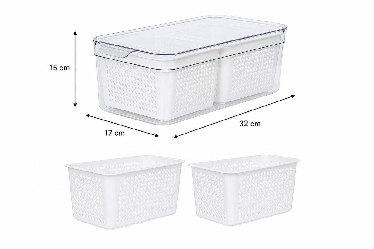 Double Fridge Organiser with Removable Baskets