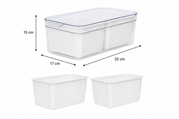 Double Fridge Organiser with Removable Baskets