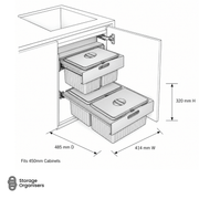 Dual Pull-Out Kitchen Bin – Fits 450mm Cabinet