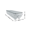 Space-saving egg organiser with lid for fridge storage, dimensions 37x10x6 cm.