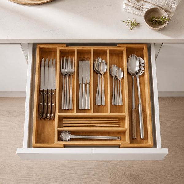 Expandable Bamboo Cutlery Tray