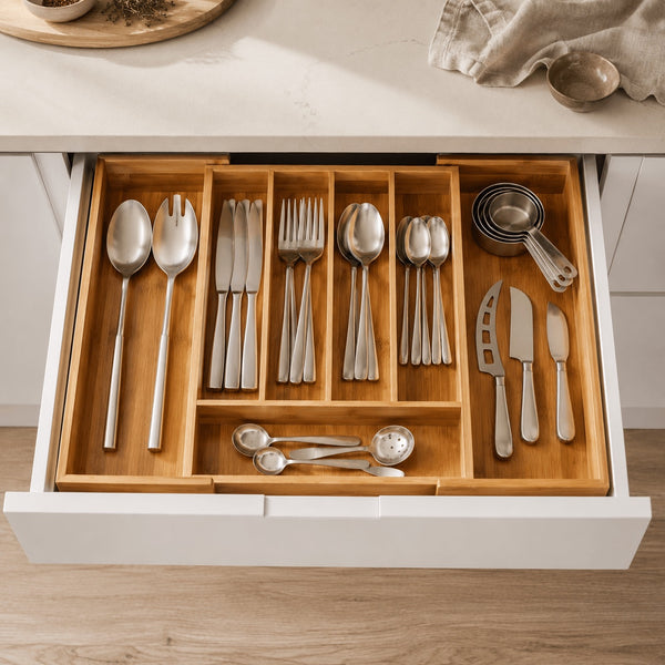 Expandable Bamboo Cutlery Tray