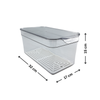 Clear fridge organiser with lid, 32x17x15 cm, perfect for kitchen storage and pantry jars.