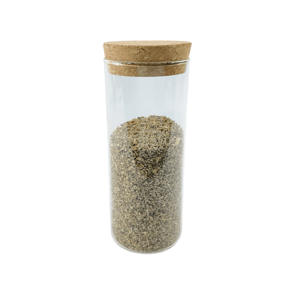 Glass storage jar with cork lid, 410ML, perfect for pantry and fridge organization.