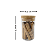 Glass Storage Jars with Cork Lid – 275ml filled with cinnamon sticks, ideal for kitchen and pantry organisation.