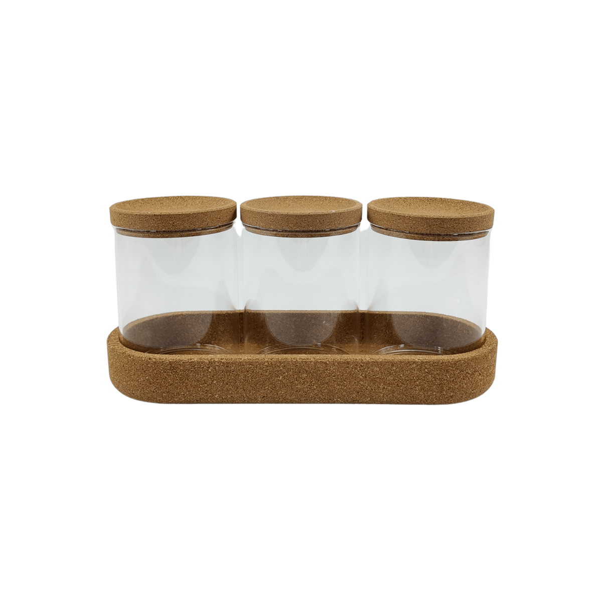 Glass Jar Trio with Cork Lids – 450ml Pantry Set, perfect for kitchen or pantry organisation, enhancing storage with glass jars.