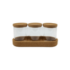 Glass storage jar trio set with cork lids, 450ml for stylish kitchen organisation