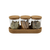 Glass trio set with cork lids, perfect for kitchen pantry storage and organization.