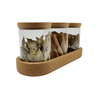 Glass storage organisers with cork lids, ideal for pantry jars or fridge containers set.