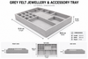 Grey Felt Jewellery & Accessory Tray 516x366x60mm