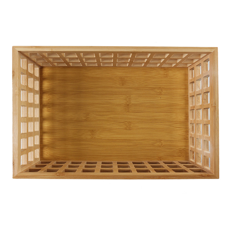 Bamboo Perforated Storage Basket – Large, ideal for kitchen and pantry organisation, enhances storage with natural wood elegance.
