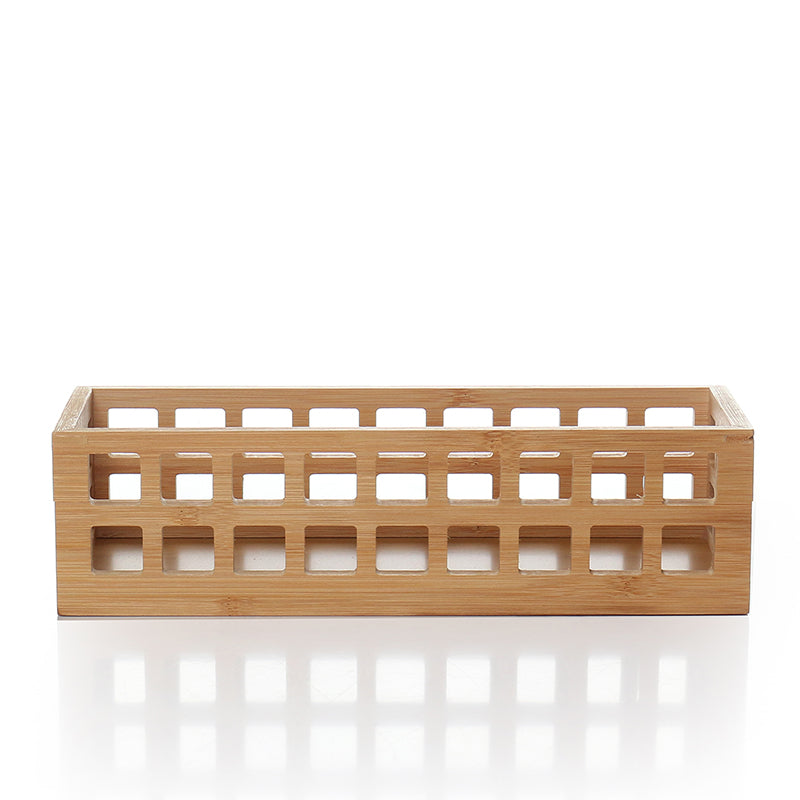 Bamboo Perforated Storage Basket – Small, ideal for kitchen organisation or pantry use, perfect as a drawer organiser for neat storage.