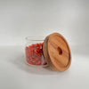 Round Glass Acacia Storage Jar Set - 5 Pack