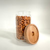 Round Glass Acacia Storage Jar Set - 5 Pack
