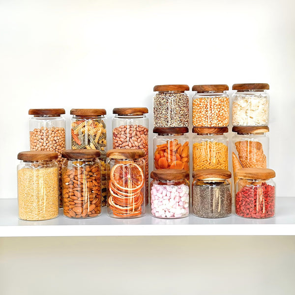 Acacia Lid Glass Jar - 600ml