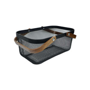 Black Mesh Large Handy Storage Basket – Acacia Handle, ideal for kitchen organisation, suitable for pantry or under sink storage.