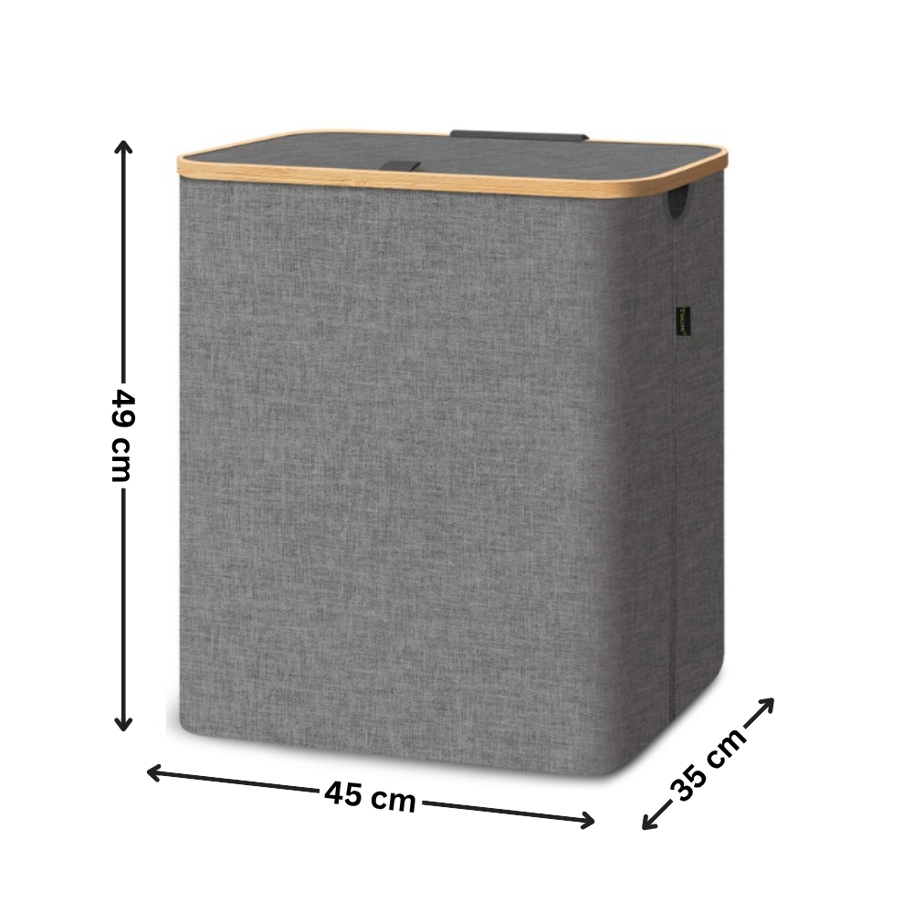 Large Dark Grey Linen Storage Basket with Mesh Lid, ideal for pantry organisation and under sink storage.