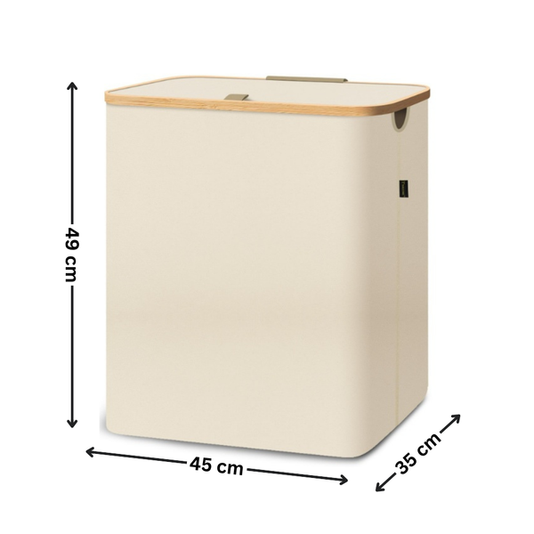 Large Beige Linen Storage Basket with Mesh Lid