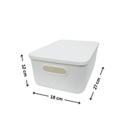 Medium White Storage Tub with Lid ideal for kitchen organisation, perfect for use in pantries or under sink storage solutions.