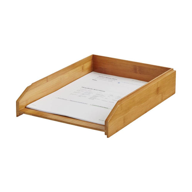 Bamboo Desk Tray for Document Organisation, ideal for home office use, enhancing storage organisers with a natural look.