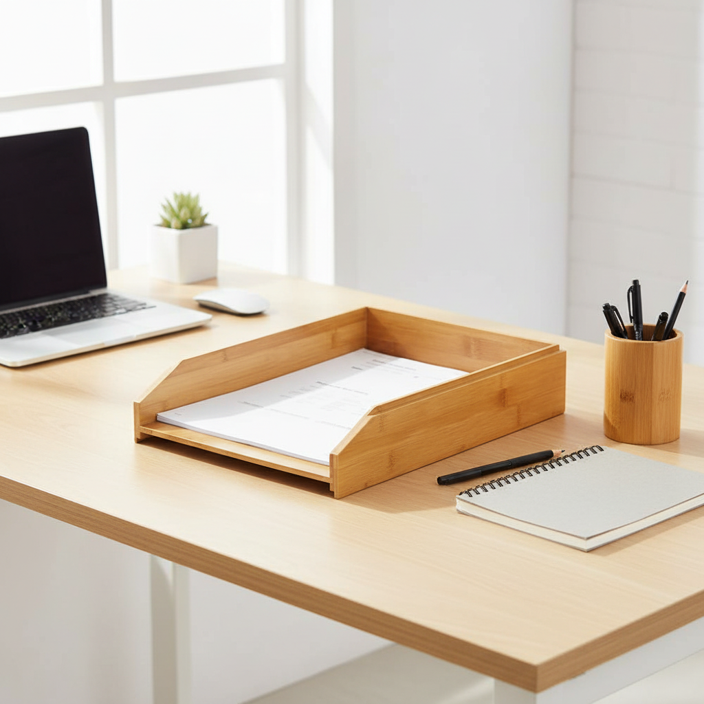 Bamboo Desk Tray for Document Organisation