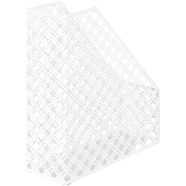 White Metal Magazine File Holder for Organised Storage ideal for kitchen or pantry use, enhancing storage organisation efficiency.