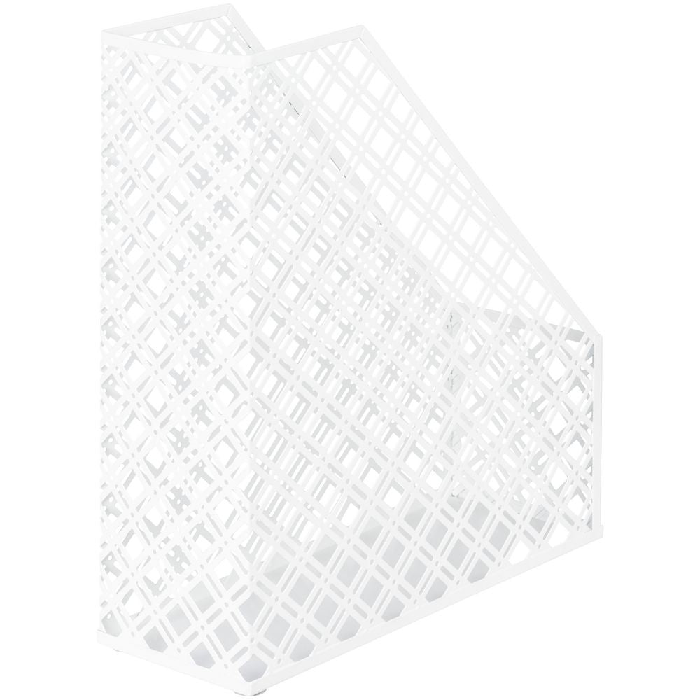 White Metal Magazine File Holder for Organised Storage ideal for kitchen or pantry use, enhancing storage organisation efficiency.