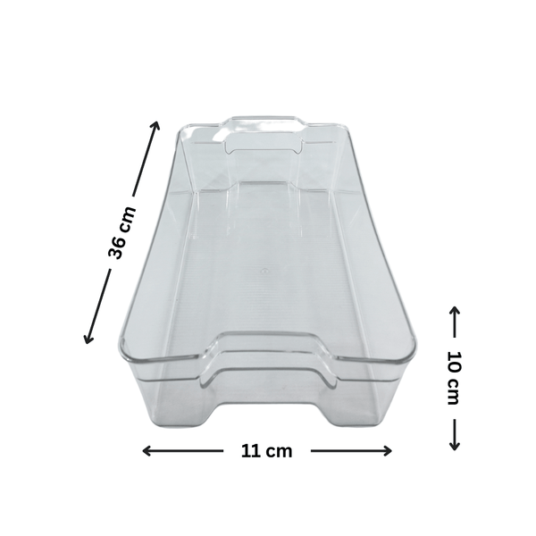 Clear large pantry food storage box, 36x11x10 cm, space-saving organizer, kitchen