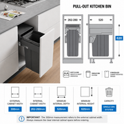 Pull-Out Kitchen Bin – 300mm Cabinet (32L)