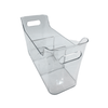 Clear pull-out storage organiser for pantry or fridge, ideal for space-saving.